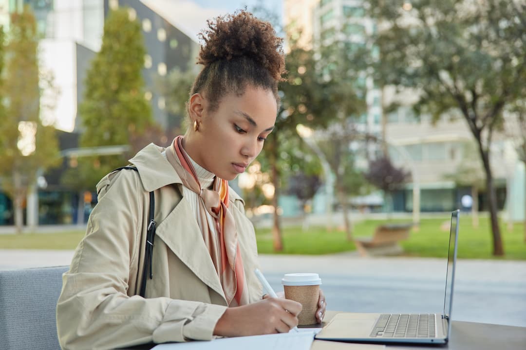 Woman studying online degree